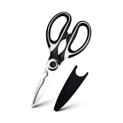 Multifunctional Household Stainless Steel Scissors Can Clamp Food Scissors(Black White)-garmade.com