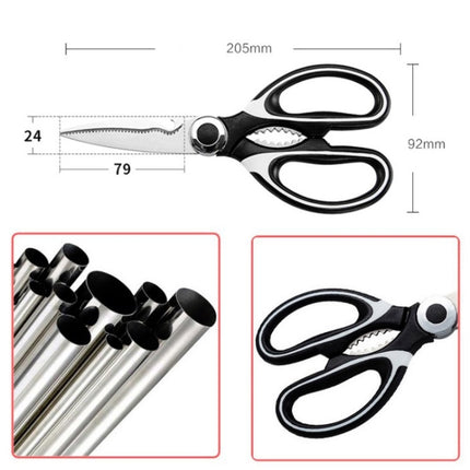 Multifunctional Household Stainless Steel Scissors Can Clamp Food Scissors(Black White)-garmade.com