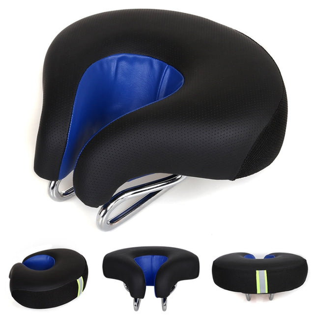 Noseless Bicycle Saddle Mountain Bike Thickened Soft Cushion(Blue)-garmade.com
