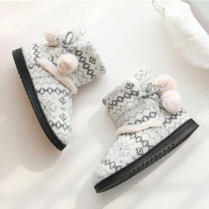 Winter High-Top Cotton Slippers Cotton Slippers With Heel Velvet Thick-Soled Indoor Warm Shoes, Size:35-36(Light Gray)-garmade.com