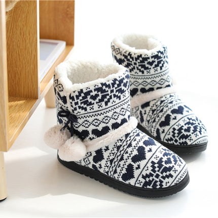 Winter High-Top Cotton Slippers Cotton Slippers With Heel Velvet Thick-Soled Indoor Warm Shoes, Size:35-36(Black)-garmade.com