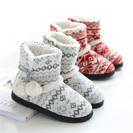 Winter High-Top Cotton Slippers Cotton Slippers With Heel Velvet Thick-Soled Indoor Warm Shoes, Size:35-36(Black)-garmade.com