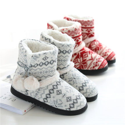 Winter High-Top Cotton Slippers Cotton Slippers With Heel Velvet Thick-Soled Indoor Warm Shoes, Size:35-36(Light Gray)-garmade.com