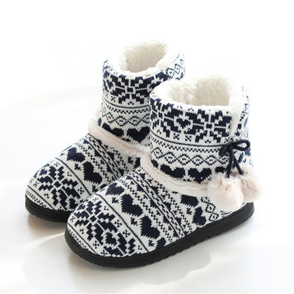 Winter High-Top Cotton Slippers Cotton Slippers With Heel Velvet Thick-Soled Indoor Warm Shoes, Size:37-38(Black)-garmade.com