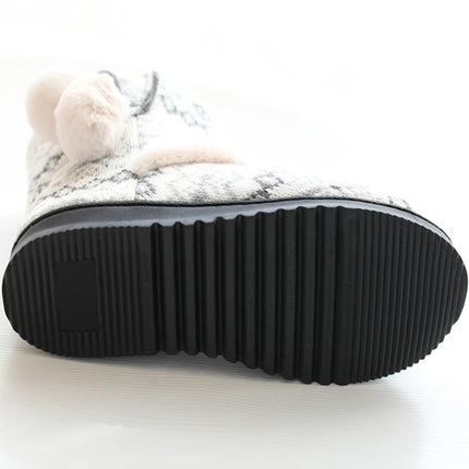 Winter High-Top Cotton Slippers Cotton Slippers With Heel Velvet Thick-Soled Indoor Warm Shoes, Size:37-38(Light Gray)-garmade.com