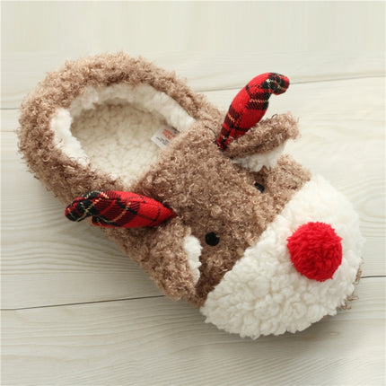 Elk Slippers Cute Thick-Soled With Heel Cotton Slippers Autumn And Winter Cotton Slippers, Colour: Brown(36)-garmade.com