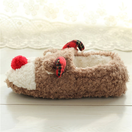 Elk Slippers Cute Thick-Soled With Heel Cotton Slippers Autumn And Winter Cotton Slippers, Colour: Brown(38)-garmade.com