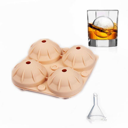 2 PCS Silicone 4-Hole Ice Ball Mold Ice Tray( Orange)-garmade.com