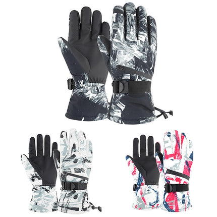 Winter Thermal Ski Gloves Outdoor Waterproof Velvet Gloves Thickening Touch Screen Motorcycle Gloves, Size: M(Red)-garmade.com