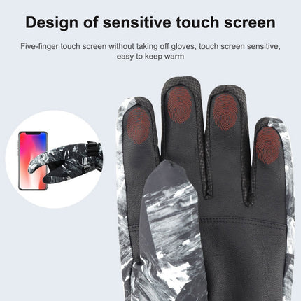 Winter Thermal Ski Gloves Outdoor Waterproof Velvet Gloves Thickening Touch Screen Motorcycle Gloves, Size: M(Red)-garmade.com
