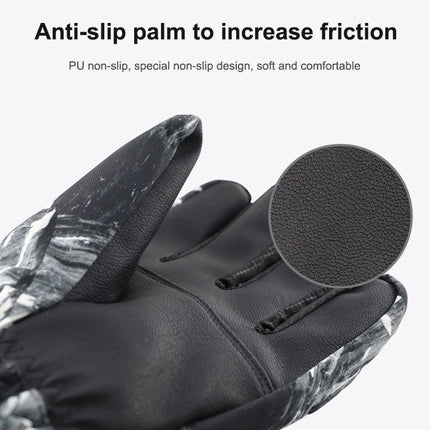Winter Thermal Ski Gloves Outdoor Waterproof Velvet Gloves Thickening Touch Screen Motorcycle Gloves, Size: L(Black)-garmade.com