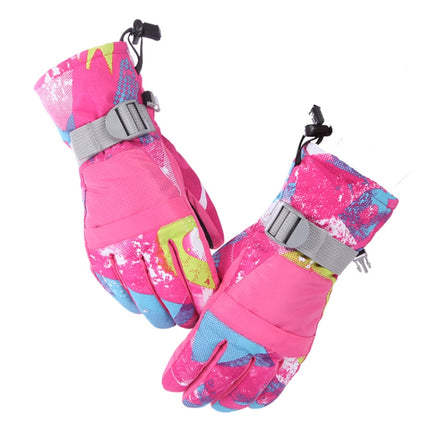 Unisex Skiing Riding Winter Outdoor Sports Touch Screen Thickened Splashproof Windproof Warm Gloves, Size: XS(Rose Red)-garmade.com