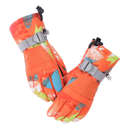 Unisex Skiing Riding Winter Outdoor Sports Touch Screen Thickened Splashproof Windproof Warm Gloves, Size: XS(Orange)-garmade.com
