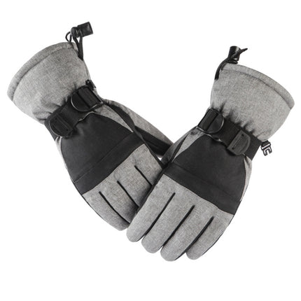 Unisex Skiing Riding Winter Outdoor Sports Touch Screen Thickened Splashproof Windproof Warm Gloves, Size: XS(Linen Light Gray)-garmade.com