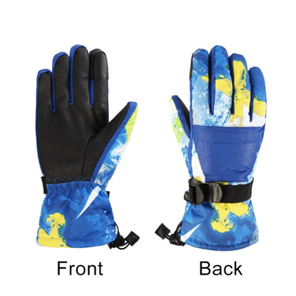 Unisex Skiing Riding Winter Outdoor Sports Touch Screen Thickened Splashproof Windproof Warm Gloves, Size: XS(Blue)-garmade.com