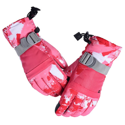 Unisex Skiing Riding Winter Outdoor Sports Touch Screen Thickened Splashproof Windproof Warm Gloves, Size: S(Pink)-garmade.com