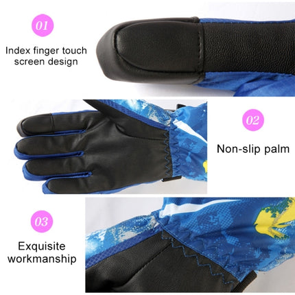 Unisex Skiing Riding Winter Outdoor Sports Touch Screen Thickened Splashproof Windproof Warm Gloves, Size: S(Blue)-garmade.com