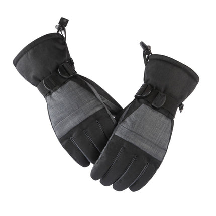 Unisex Skiing Riding Winter Outdoor Sports Touch Screen Thickened Splashproof Windproof Warm Gloves, Size: M(Linen Dark Gray)-garmade.com