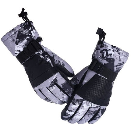 Unisex Skiing Riding Winter Outdoor Sports Touch Screen Thickened Splashproof Windproof Warm Gloves, Size: L(Gray)-garmade.com