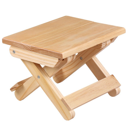 Portable Simple Pine Solid Wooden Folding Stool Outdoor Fishing Chair Stool(24x18x19cm )-garmade.com