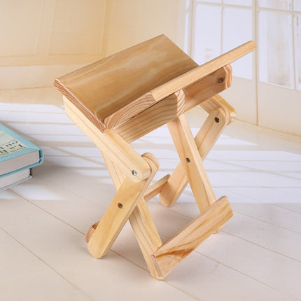 Portable Simple Pine Solid Wooden Folding Stool Outdoor Fishing Chair Stool(24x18x19cm )-garmade.com