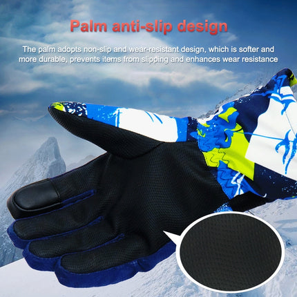 Touch Screen Skiing Gloves Thickened Anti-Skid Waterproof Velvet Gloves Windproof Warm Motorcycle Riding Gloves, Size: M(Starry Blue)-garmade.com