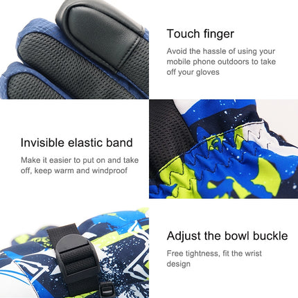 Touch Screen Skiing Gloves Thickened Anti-Skid Waterproof Velvet Gloves Windproof Warm Motorcycle Riding Gloves, Size: M(Starry Blue)-garmade.com