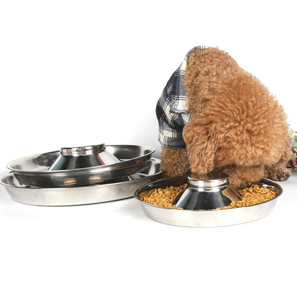 Pet Dog Food Bowl Dog Food Bowl Stainless Steel Slow Food Bowl Pet Supplies, Size:34cm-garmade.com