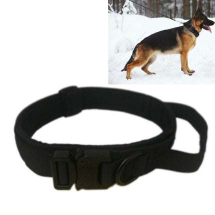 Nylon Thickened Large And Medium-Sized Dog Traction Collar Pet Collar, Size:M(Black)-garmade.com