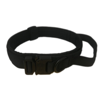 Nylon Thickened Large And Medium-Sized Dog Traction Collar Pet Collar, Size:M(Black)-garmade.com