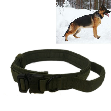 Nylon Thickened Large And Medium-Sized Dog Traction Collar Pet Collar, Size:M(Army Green)-garmade.com