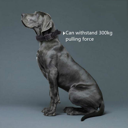 Nylon Thickened Large And Medium-Sized Dog Traction Collar Pet Collar, Size:L(Khaki+Black Button)-garmade.com