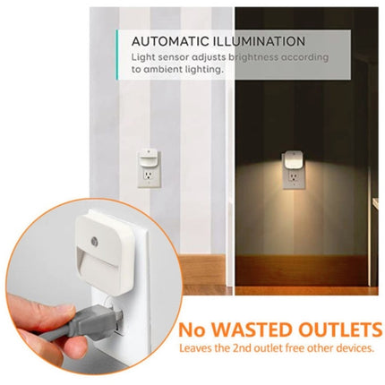 2 PCS Light Control Smart Sensor Night Light Bedroom LED Light, US Plug, Style:Dimmable, Specification:6LED-garmade.com