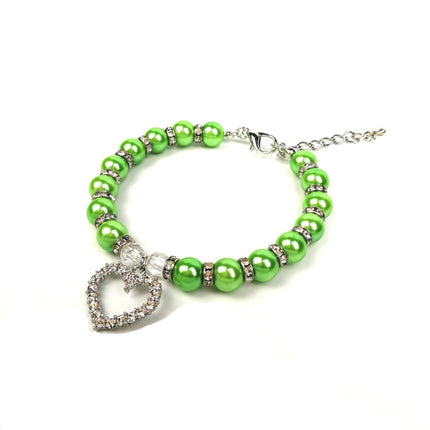 5 PCS Pet Supplies Pearl Necklace Pet Collars Cat and Dog Accessories, Size:S(Green)-garmade.com