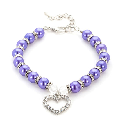 5 PCS Pet Supplies Pearl Necklace Pet Collars Cat and Dog Accessories, Size:S(Purple)-garmade.com