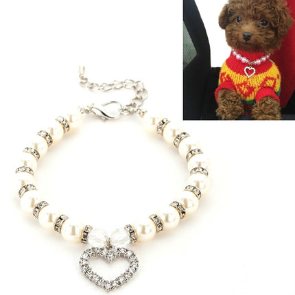 5 PCS Pet Supplies Pearl Necklace Pet Collars Cat and Dog Accessories, Size:S(White)-garmade.com