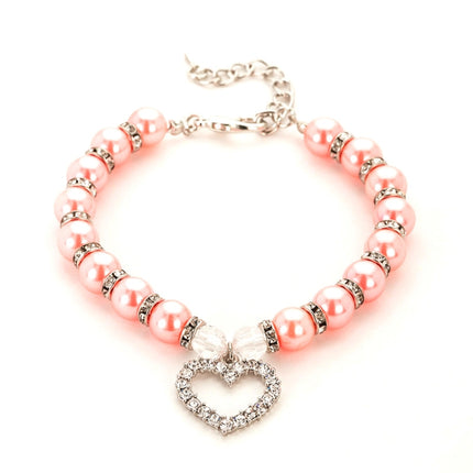 5 PCS Pet Supplies Pearl Necklace Pet Collars Cat and Dog Accessories, Size:S(Pink)-garmade.com
