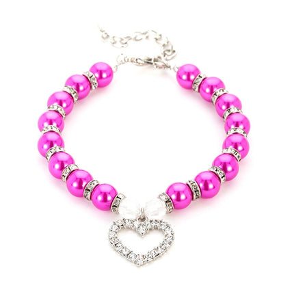 5 PCS Pet Supplies Pearl Necklace Pet Collars Cat and Dog Accessories, Size:S(Purple Red)-garmade.com