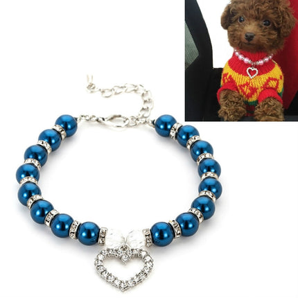 5 PCS Pet Supplies Pearl Necklace Pet Collars Cat and Dog Accessories, Size:S(Dark Blue)-garmade.com