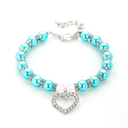 5 PCS Pet Supplies Pearl Necklace Pet Collars Cat and Dog Accessories, Size:M(Lake Blue)-garmade.com