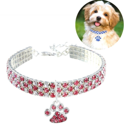 2 PCS Pet Collar Diamond Elastic Cat And Dog Necklace Jewelry, Size:S(Pink White)-garmade.com