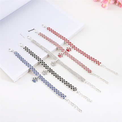 2 PCS Pet Collar Diamond Elastic Cat And Dog Necklace Jewelry, Size:S(Red White)-garmade.com