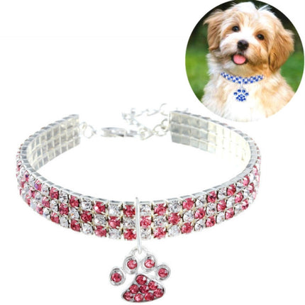 2 PCS Pet Collar Diamond Elastic Cat And Dog Necklace Jewelry, Size:M(Pink White)-garmade.com