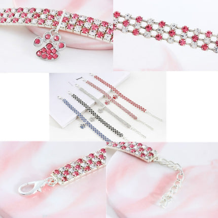 2 PCS Pet Collar Diamond Elastic Cat And Dog Necklace Jewelry, Size:M(Red White)-garmade.com