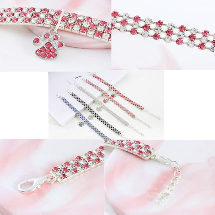 2 PCS Pet Collar Diamond Elastic Cat And Dog Necklace Jewelry, Size:L(Red White)-garmade.com