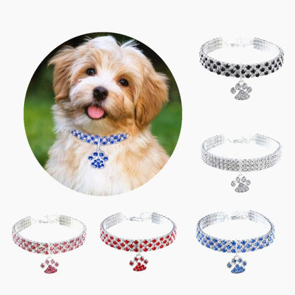 2 PCS Pet Collar Diamond Elastic Cat And Dog Necklace Jewelry, Size:L(Red White)-garmade.com