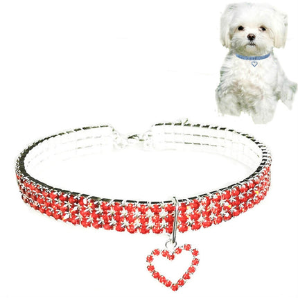 2 PCS Pet Supplies Elastic Love Cats And Dogs Accessories Pet Collars, Size:S(Red)-garmade.com