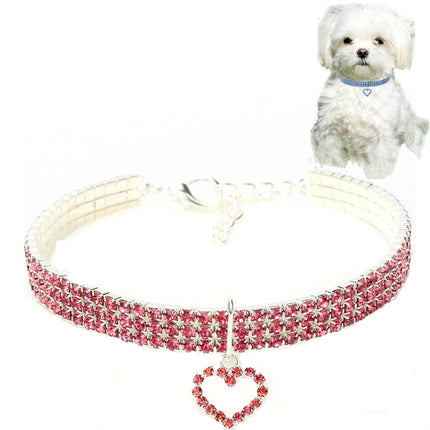 2 PCS Pet Supplies Elastic Love Cats And Dogs Accessories Pet Collars, Size:S(Pink)-garmade.com