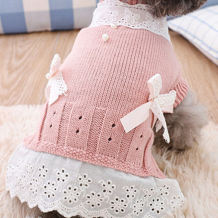 Autumn Puppy Clothes Teddy Bichon Hiromi Autumn And Winter Clothes Thick Wool Skirt, Size: M(Pink)-garmade.com
