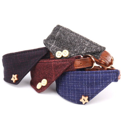 2 PCS Dog Collars Pet PU Triangle Collars, Specification: 1.3x34cm(Navy)-garmade.com